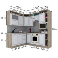 Bucatarie de Colt LEEA ART CORNER FRONT MDF STILE 180-220 A DR. K002 / decor 191